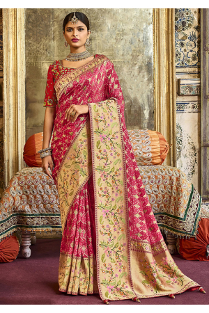 Gajari Pink Designer Silk Saree with Embroidered Blouse