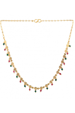 Gold Plated Green and Maroon Pearl Necklace Chain