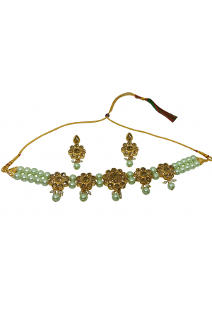 Golden and Green Designer Necklace Set