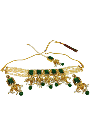 Golden and Green Designer Necklace Set