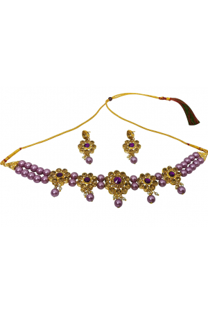 Golden and Purple Designer Necklace Set