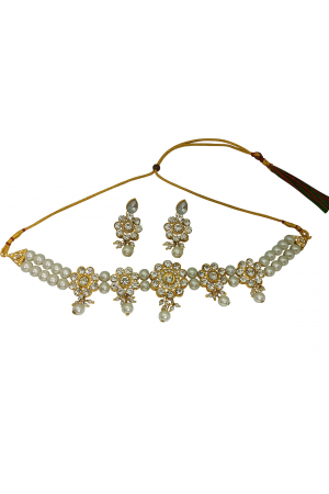 Golden and White Designer Necklace Set