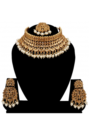 Golden Heavy Designer Necklace Set