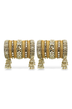 Golden Mirror Style Jhumki Bangles Set