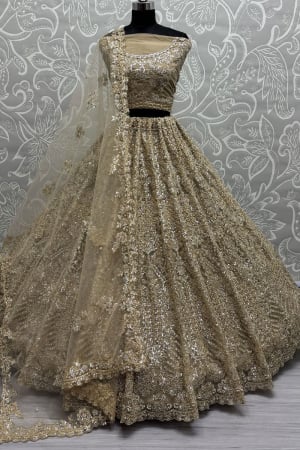 Golden Net Designer Lehenga Choli Set