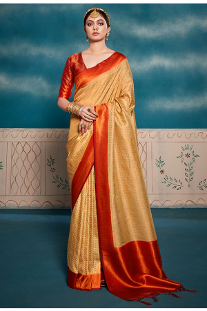Golden Pure Kanchivaram Silk Saree