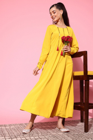 Golden Yellow Party Wear Ethnic Dress