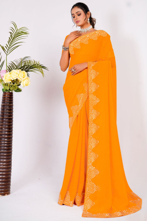 Golden Yellow Party Wear Saree