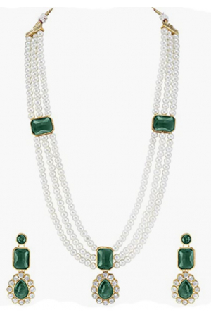 Green and White Designer Necklace Set