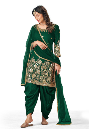 Green Art Silk Patiala Suit