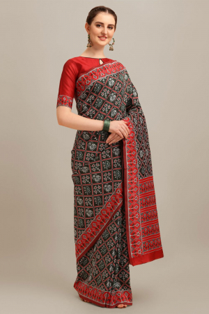 Green Banarasi Silk Zari Woven Patola Weaving Printed Party Wear Saree