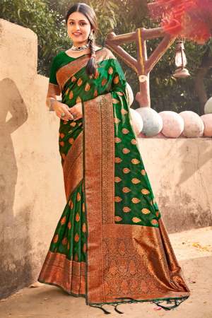 Green Banarasi Silk Zari Woven Saree