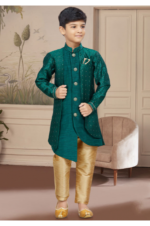 Green Boys Indo Western Outfit