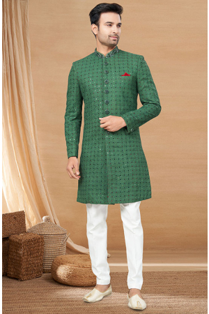 Green Designer Indo Western Outfit