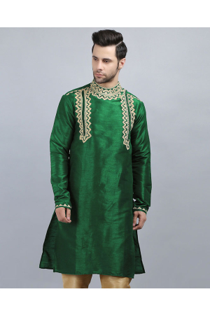 Green Dupion Silk Kurta