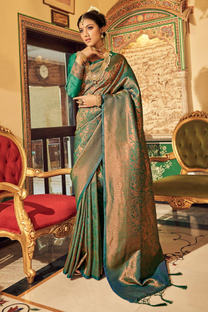 Green Handloom Weaving Silk Saree