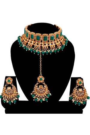 Green Heavy Designer Necklace Set