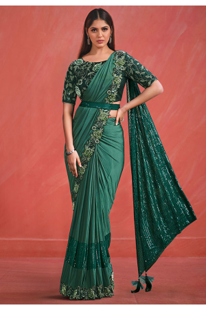 Green Heavy Designer Saree
