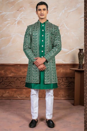 Green Heavy Indo Western Outfit