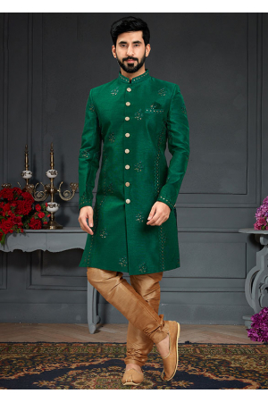 Green Imported Silk Indo Western Outfit