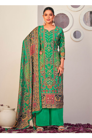Green Printed Muslin Plus Size Palazzo Suit