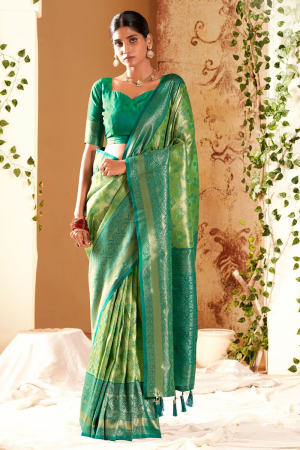 Green Silk Weaving Saree