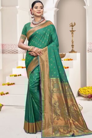 Green Silk Woven Saree for Festival