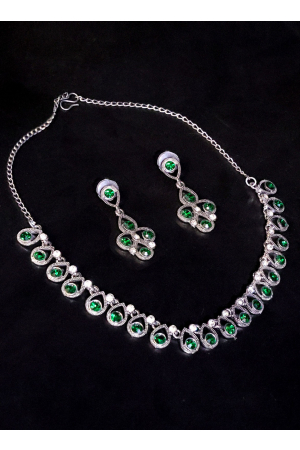 Green Stone Crystal Necklace Set