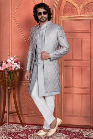 Grey Designer Indo Western Outfit