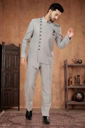 Grey Designer Jodhpuri Suit