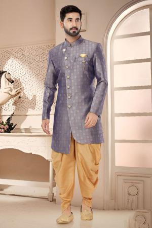 Grey Designer Semi Indo Western Outfit