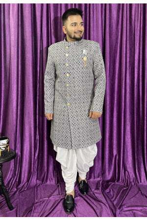 Grey Mens Indo Western Outfit
