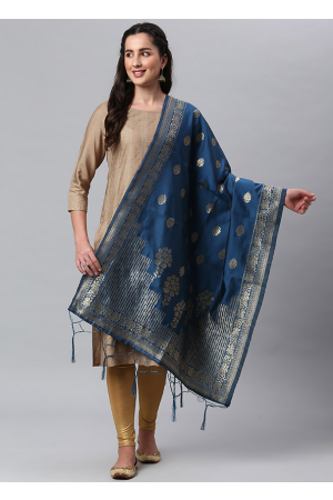 Indigo Blue Banarasi Silk Dupatta
