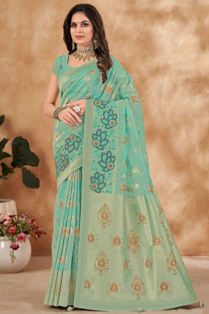 Jade Green Silk Designer Saree