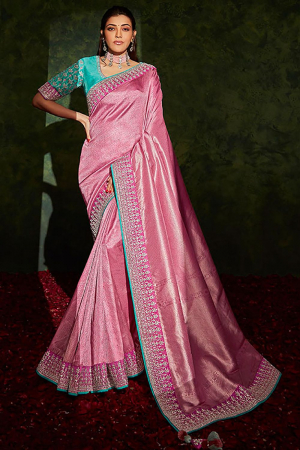 Kajal Aggarwal Carnation Pink Designer Saree