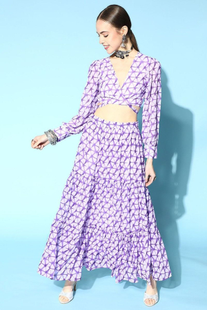 Lavender Georgette Straight Top and Skirt