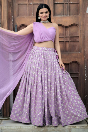 Lavender Heavy Embroidered Indo Western
