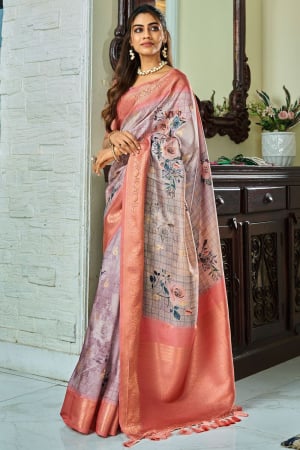 Lavender Pure Handloom Kotha Silk Saree