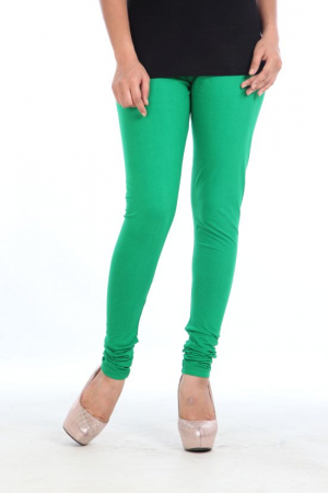 Green Solid Womens Leggings