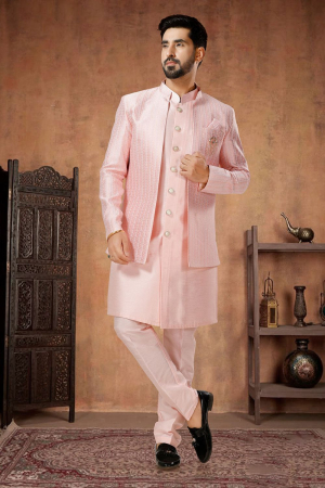 Light Pink Designer 3 Piece Indo Western Outfit