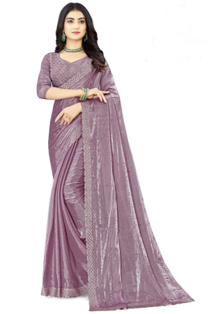 Lilac Pink Embellished Party Wear Saree
