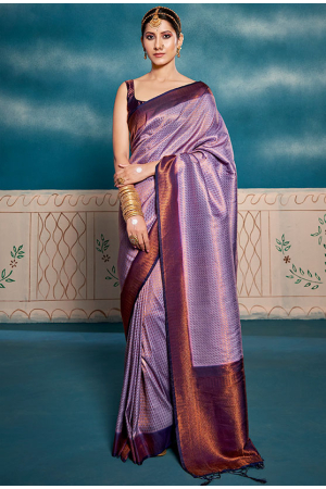 Lilac Pure Kanchivaram Silk Saree