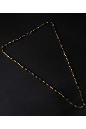 Long Gold Plated  Brass Black Moti Fancy Mala Necklace Chain