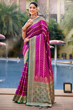 Magenta Banarasi Silk Woven Saree