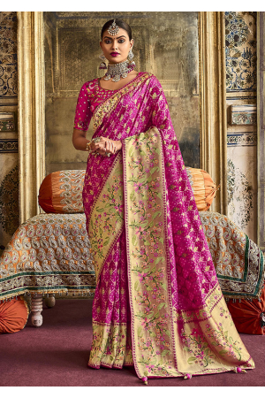 Magenta Designer Silk Saree with Embroidered Blouse