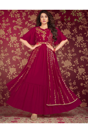 Magenta Faux Georgette Gown