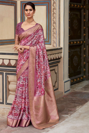 Magenta Handloom Silk Woven Saree