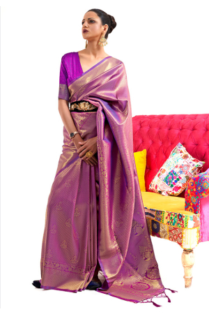 Magenta Handloom Woven Work Silk Saree