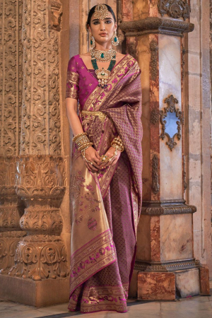 Magenta Jacquard Weaving Silk Saree
