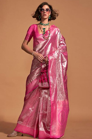 Magenta Kanjivaram Silk Hand Woven Saree